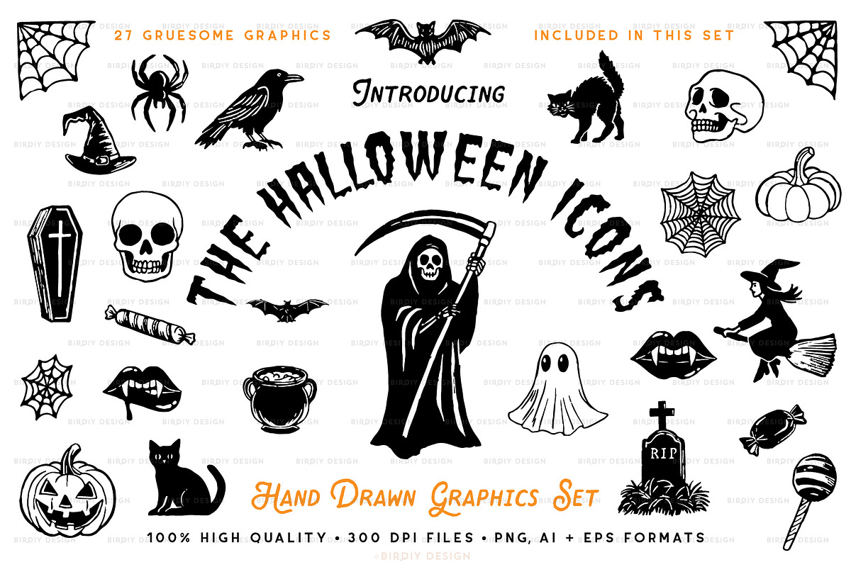 Halloween Icons Hand Drawn Graphics, a Solid Icon by BirDIY Design (Photo 2 of 9)