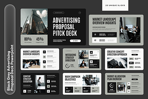 Black Grey Advertising Proposal Deck, a Presentation Template by Sixtemp