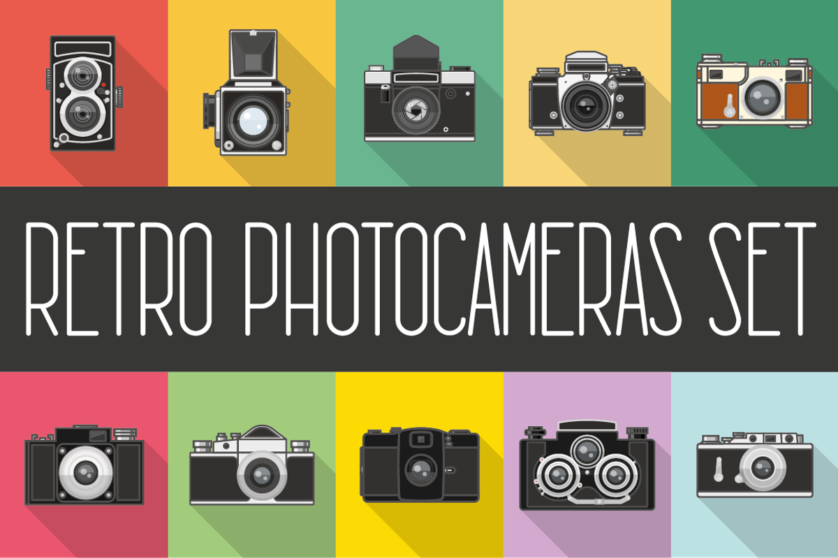 Set of retro photocameras and stuff, a Decorative Illustration by pixelwerk (Photo 1 of 3)