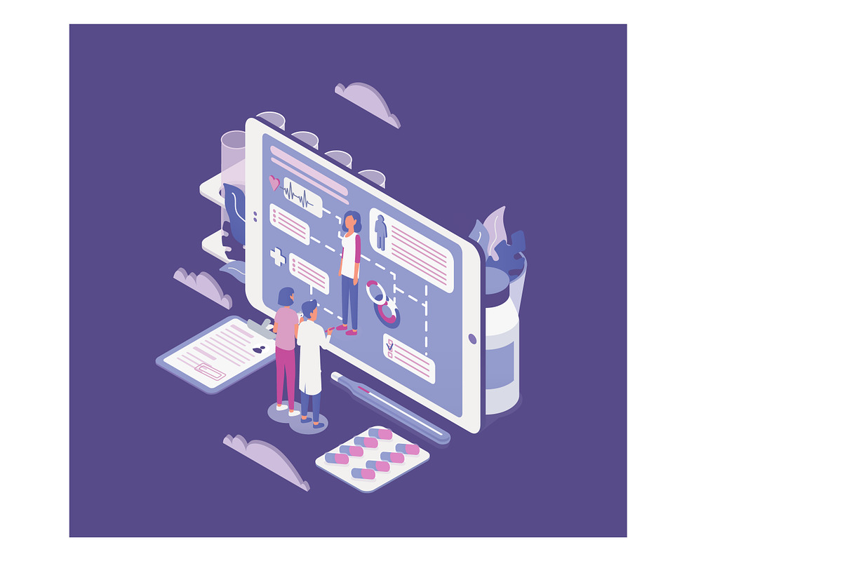 Online doctor concept banner, a Healthcare Illustration by Good Studio (Photo 3 of 4)