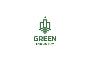 monoline green industry factory logo, a Branding & Logo Template by ZHR Creative