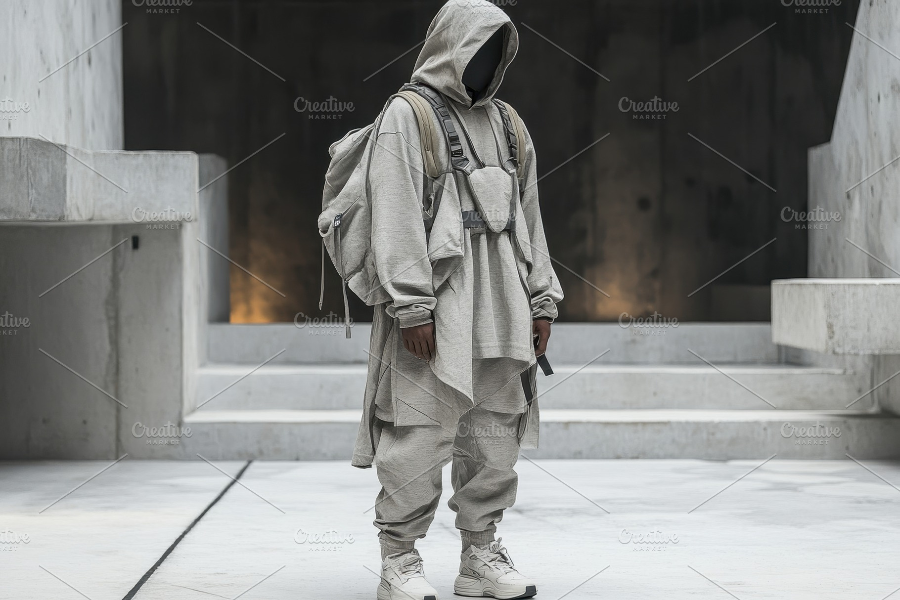 Urban fashion model showcases modern, a Photo by Tanuart