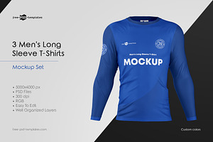 Mens Long Sleeve T-Shirts MockUp Set