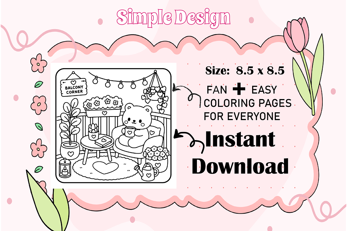 Hygge Corner Cute & Comfy Coloring, an Animal Illustration by Design Zone (Photo 3 of 4)