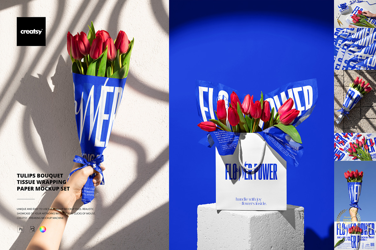 Bouquet Tissue Wrapping Paper Mockup, a Merchandise Mockup by creatsy5 (Photo 1 of 22)