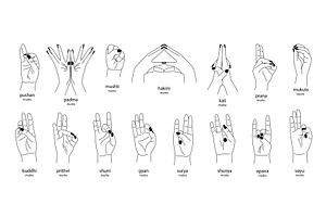 Big set of different mudras, an Illustration by Stock-Smart-Start