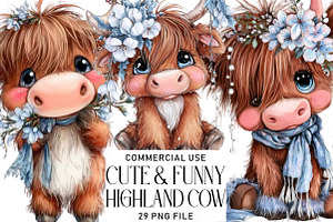 Cute & Funny Festive Highland Cow, an Illustration by Daily.Designs