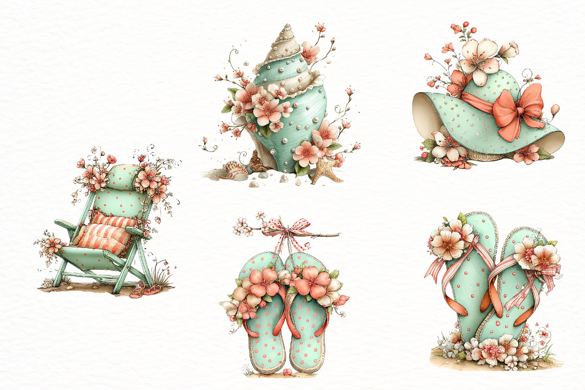 Whimsical summer floral Clipart, an Illustration by Designworld (Photo 5 of 8)