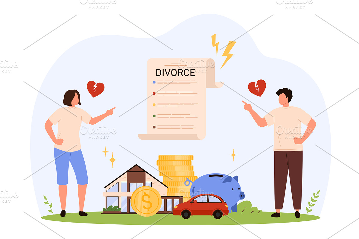 Divorce and Asset Division Concept, a Finance Illustration by Flashvector