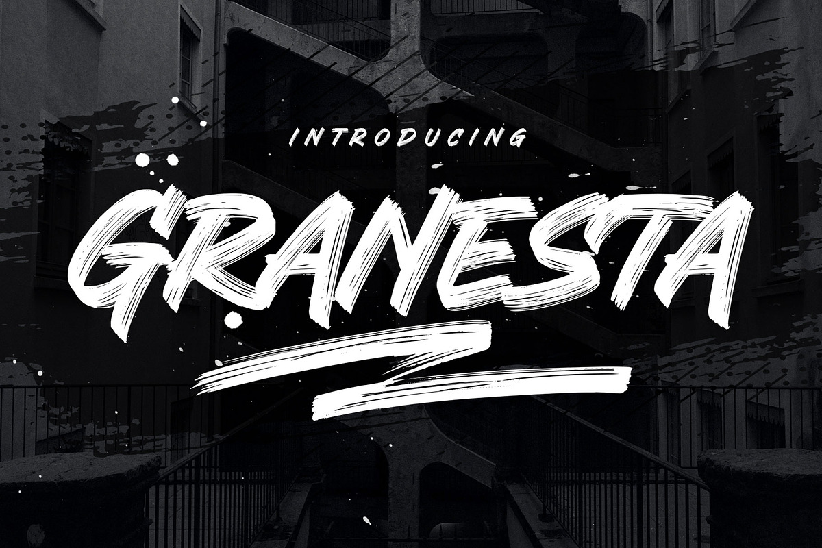 Granesta - Freestyle Brush, a Script Font by Arterfak Project (Photo 1 of 15)