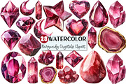 Burgundy Crystals and Gems Clipart, an Illustration by Rose Art (Thumbnail 1 of 4)