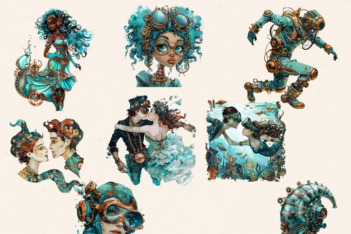 UNDERWATER STEAMPUNK CLIPART, a Person Illustration by Daring Digies (Photo 3 of 8)