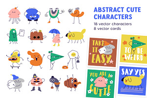 Funny Characters Set Comic Cards