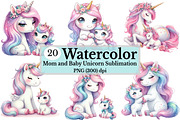 Mom and Baby Unicorn Sublima Clipart, a Seasonal Illustration by Rose Art (Thumbnail 1 of 6)