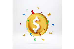 3d golden coin with dollar sign in, a Finance Illustration by Abscent