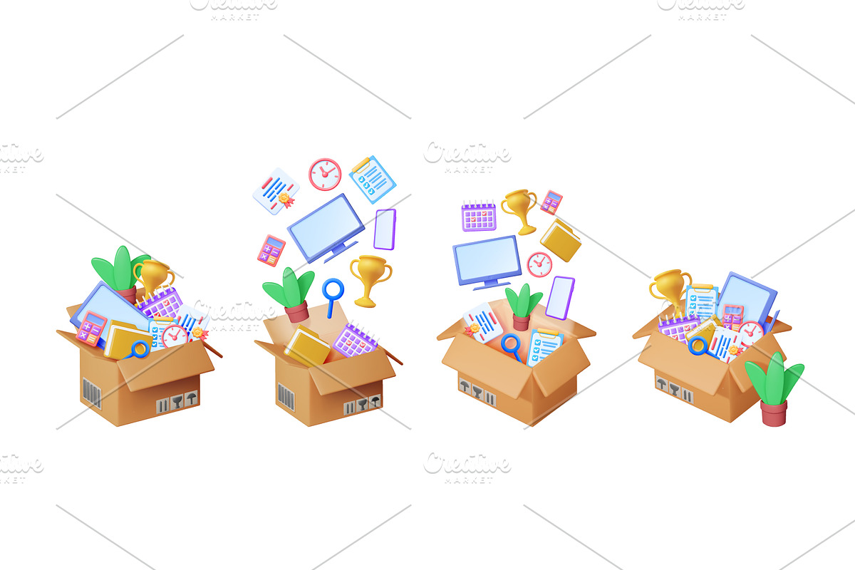 Set of 3d vector illustrations of, an Object Illustration by Abscent