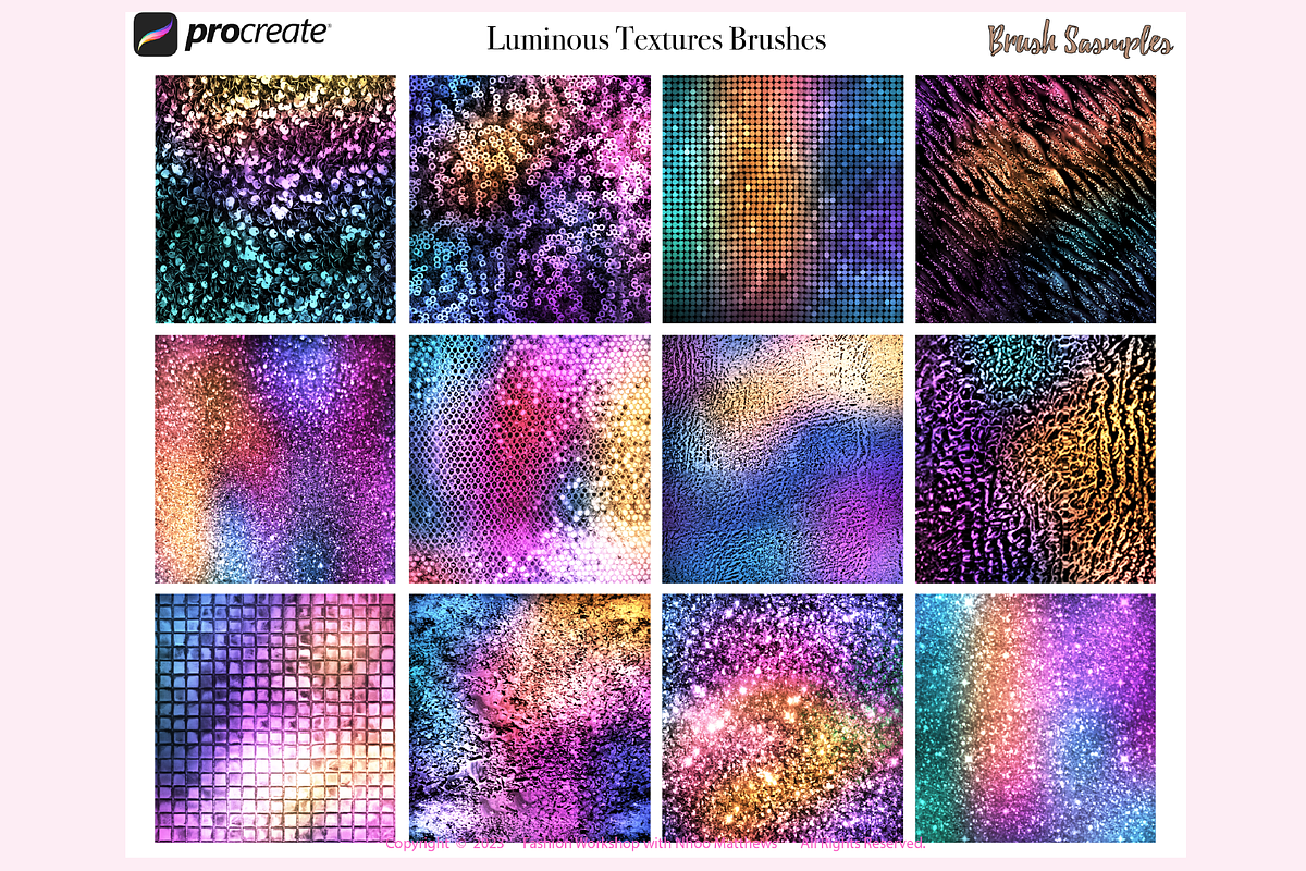LUMINOUS TEXTURES Procreate Brushes, a Brush Add-On by Fashion Workshop Bkk (Photo 11 of 13)