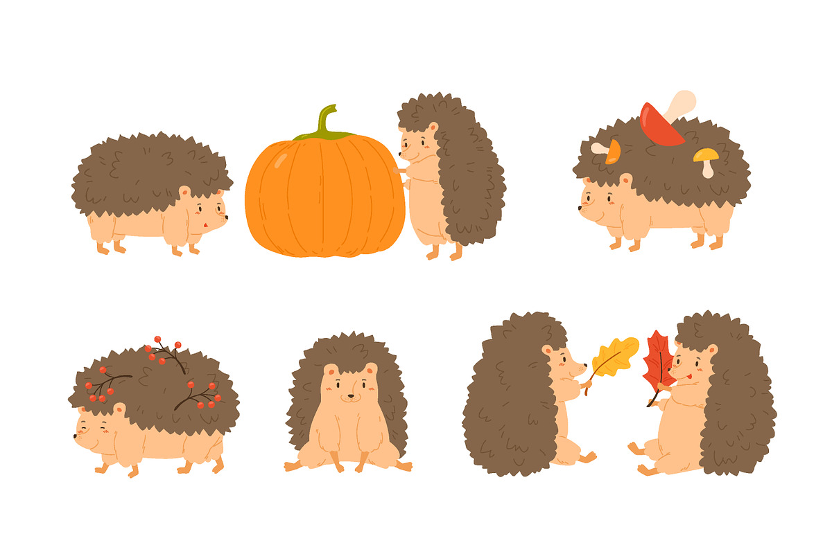 Cute cartoon hedgehog set, an Animal Illustration by Good Studio (Photo 2 of 5)