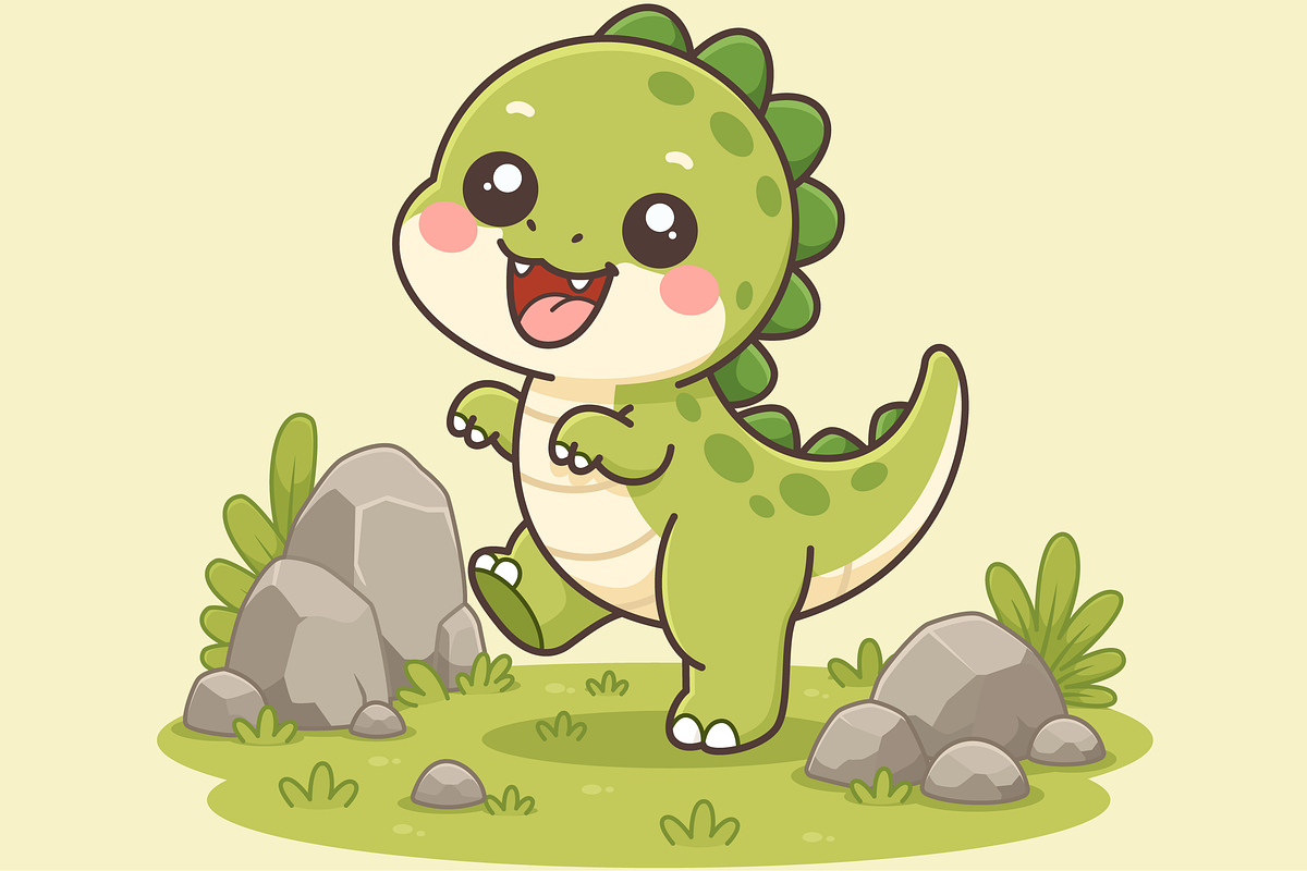 Happy Baby Dinosaur Cartoon, an Animal Illustration by Artpon Illustration (Photo 3 of 3)