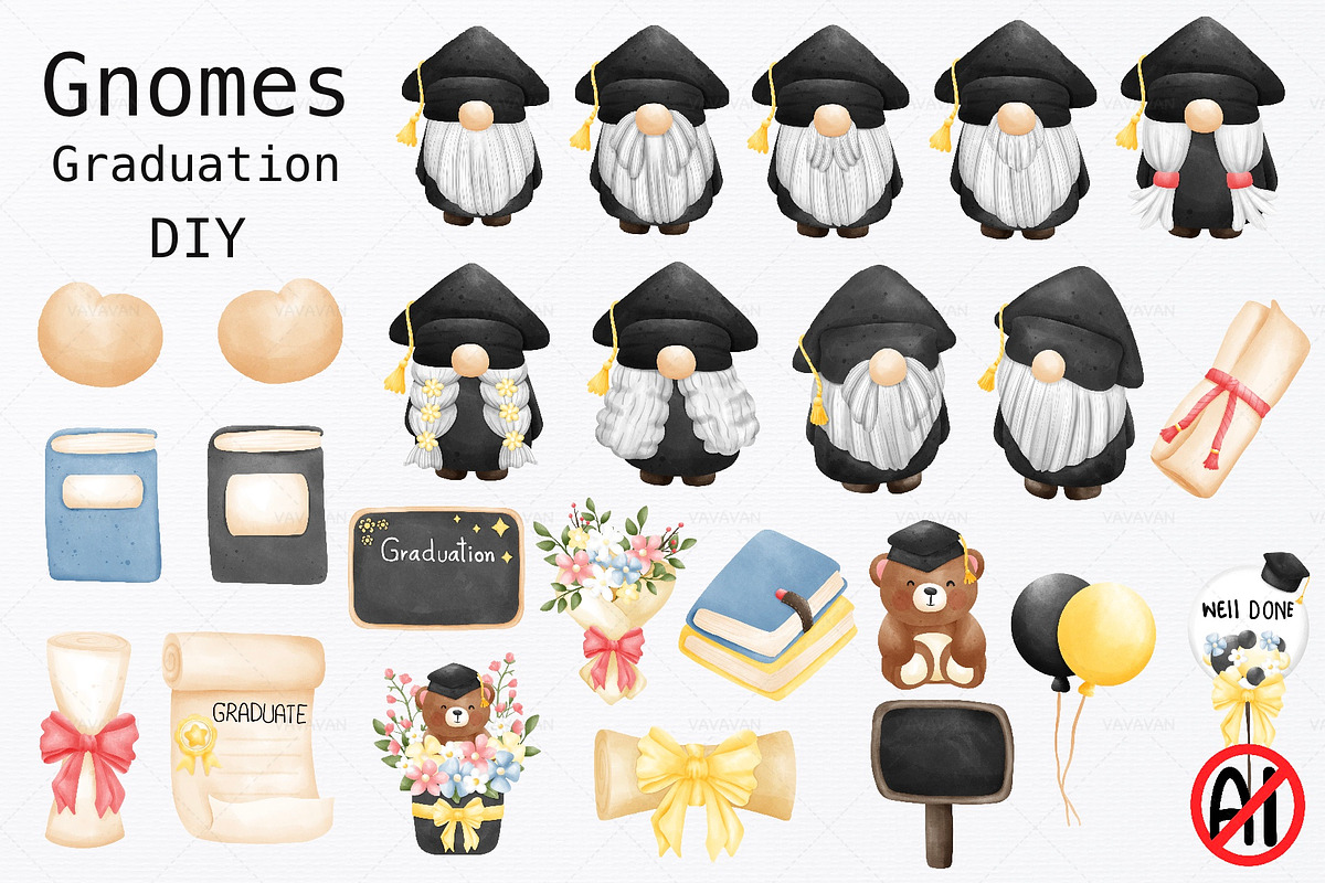Congrats graduations watercolor, an Education Illustration by Vavavan Artwork (Photo 3 of 3)