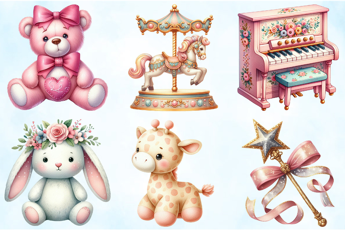 Little Girl Toys Clipart, an Illustration by Craft Nest (Photo 4 of 6)