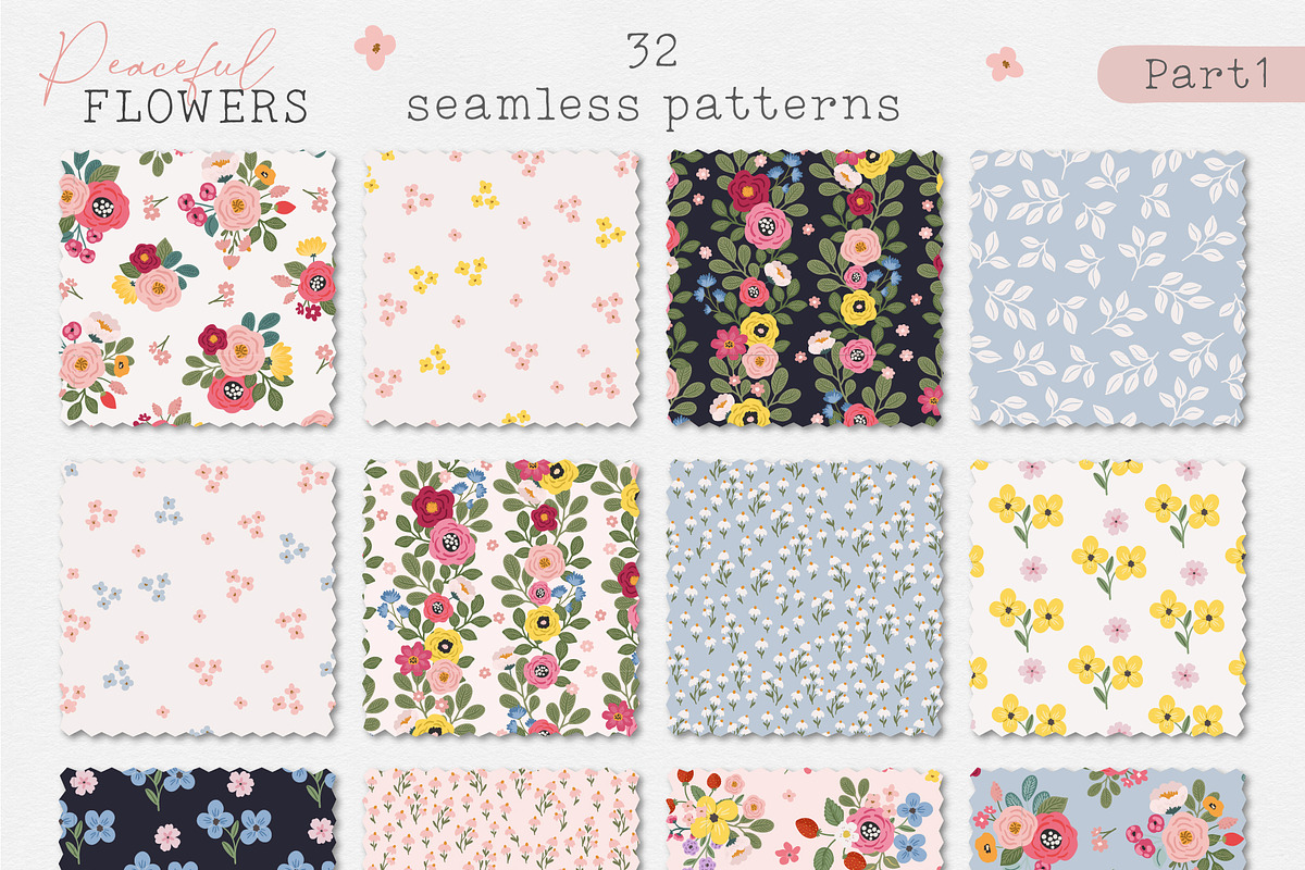 Peaceful Flower clipart & pattern, a Pattern Graphic by Cozy pattern shop (Photo 3 of 9)