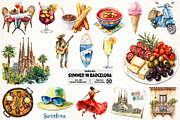 Summer in Barcelona Clipart, an Illustration by Pixels.Craft (Thumbnail 1 of 7)