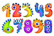 Cute Monster Numbers Clipart Set PNG, an Education Illustration by the_myro (Thumbnail 1 of 12)