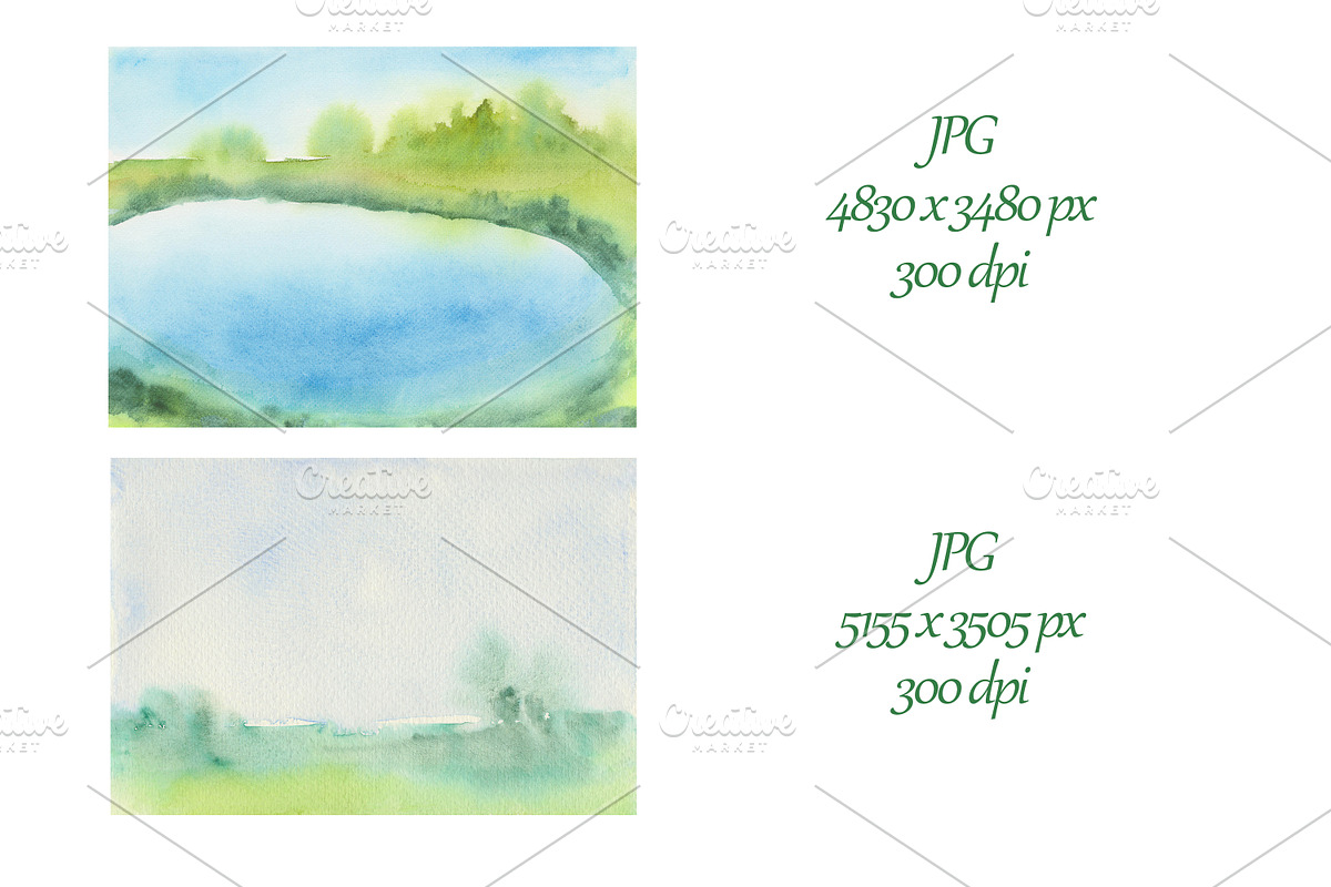 Colorful watercolor landscapes, a Background Graphic by SweetRenieDesigns (Photo 4 of 4)