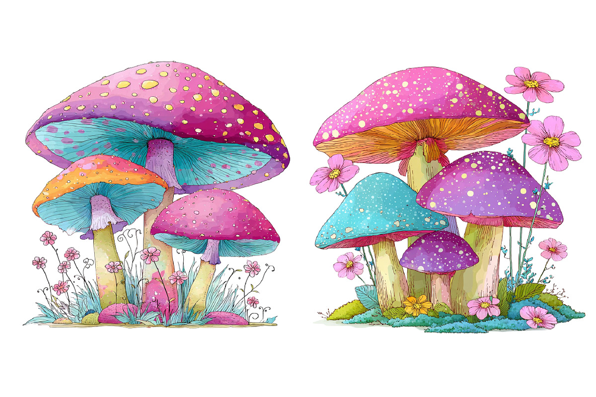 Whimsical Spring Mushroom Clipart, an Illustration by Dream Creation (Photo 7 of 7)