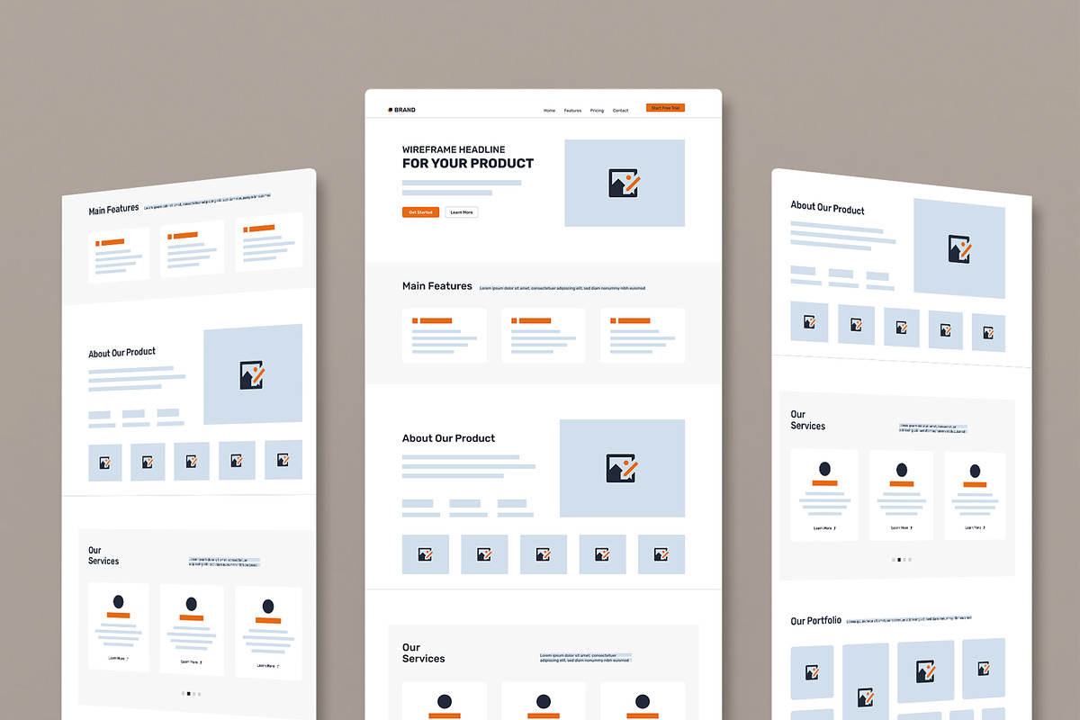 UX UI Website Landing Page Wireframe, a Wireframe Template by MightyDesign (Photo 1 of 9)