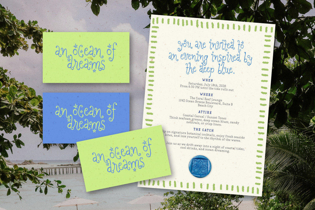 Dreaming Ocean | Curly Whimsy Font, a Handwritten Font by type peace (Photo 3 of 15)
