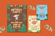 Jungle Birthday Party Invitations, a Templates & Theme by TemplateCastleStore (Thumbnail 2 of 9)