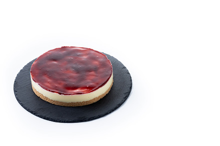 Slice of cheesecake with strawberries isolated on white background, a Food & Drink Photo by etorres69