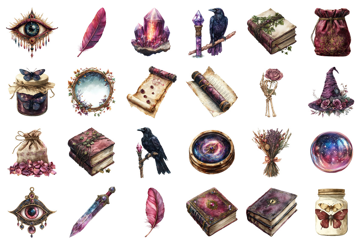 Elegant Spooky Watercolor Set PNG, an Illustration by SinaCreation (Photo 2 of 7)