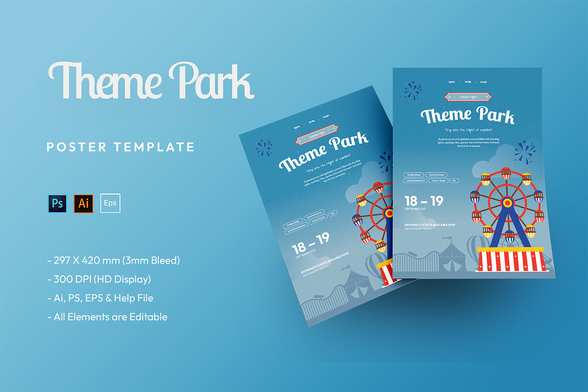 Theme Park Poster, a Poster Template by StreaksideStd (Photo 1 of 2)