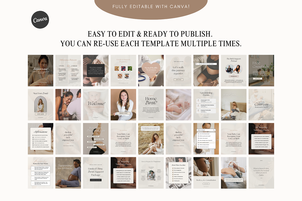 Birth Doula Social Media Templates, a Social Media Template by Gebers Marketing & Design (Photo 3 of 5)