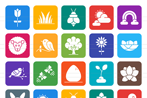 50 Spring Filled Round Corner Icons