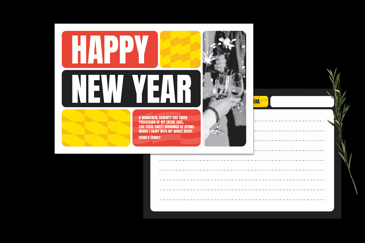 Bold New Year Greeting Card, a Card Template by Neermana (Photo 2 of 4)