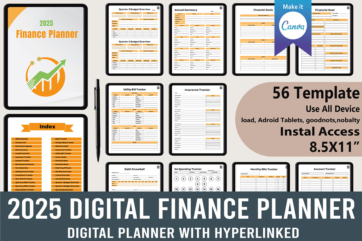 2025 Digital Finance Planner, a Stationery Template by Designmela01 (Photo 1 of 6)