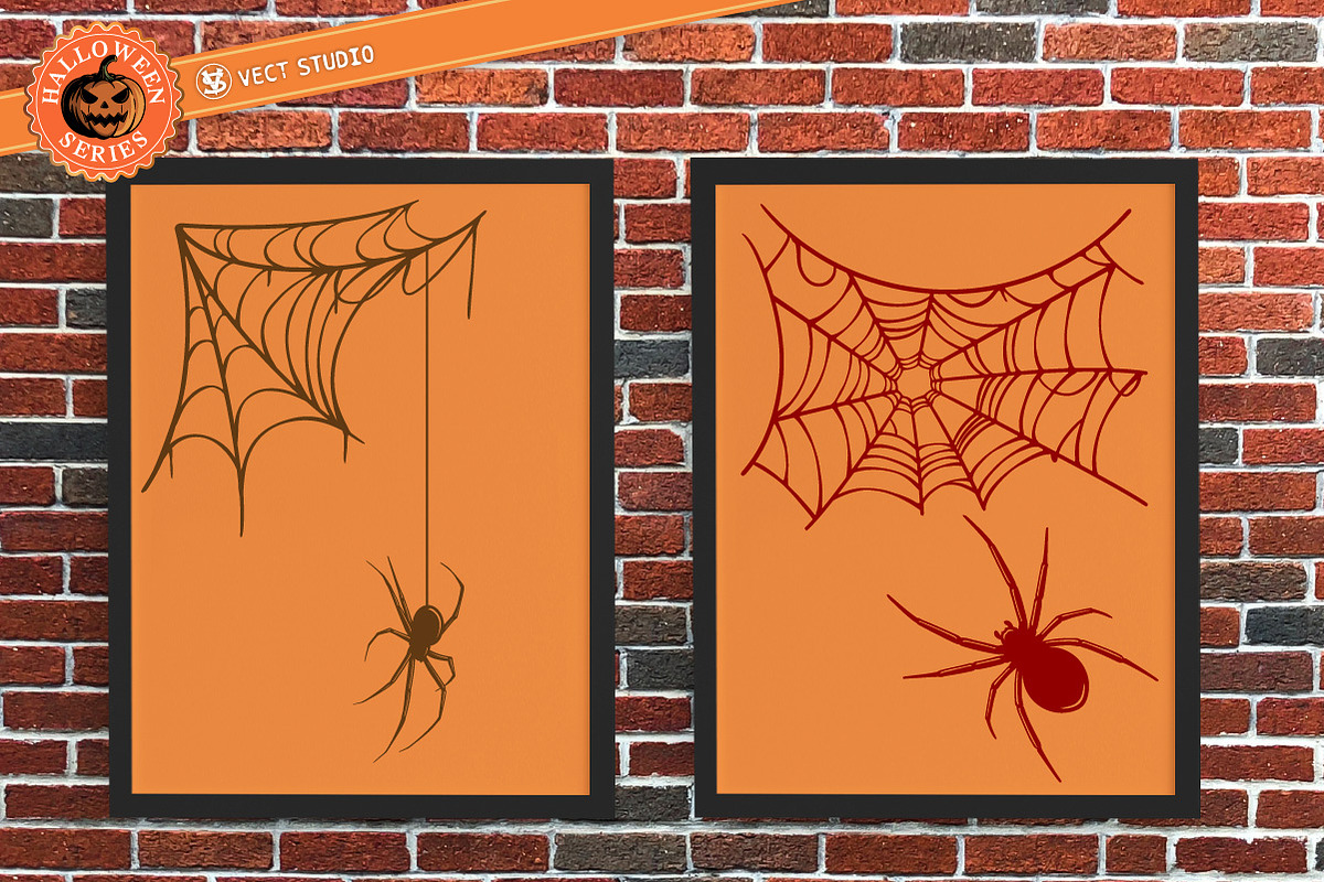 8 Web & Spider Stamp Brushes, a Brush Add-On by vectstudio (Photo 4 of 10)