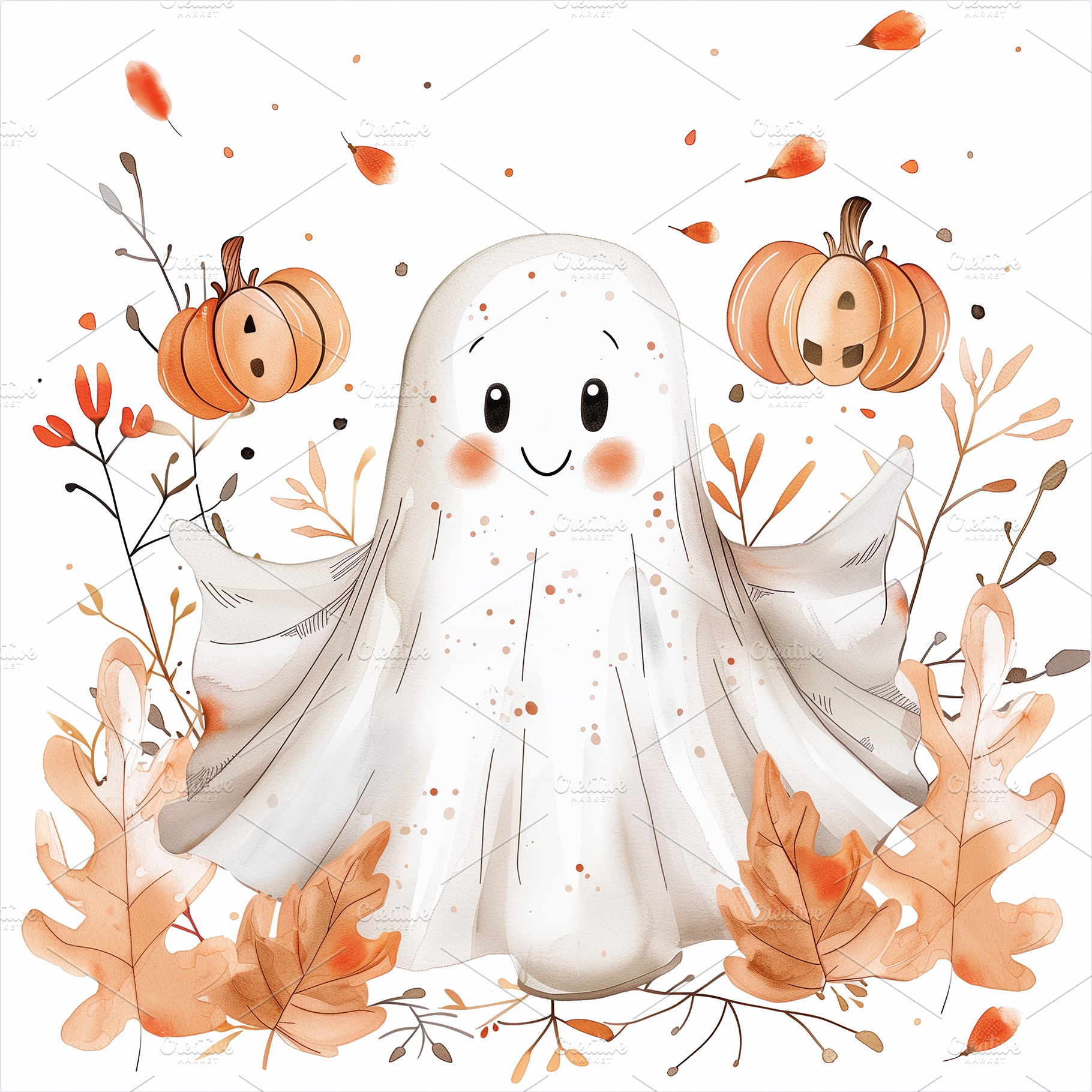 Halloween card. Funny ghost, a Holiday Photo by Imaginarium
