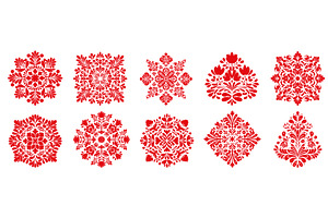 patterns red set. Slavic floral, an Object Illustration by Stock-Smart-Start