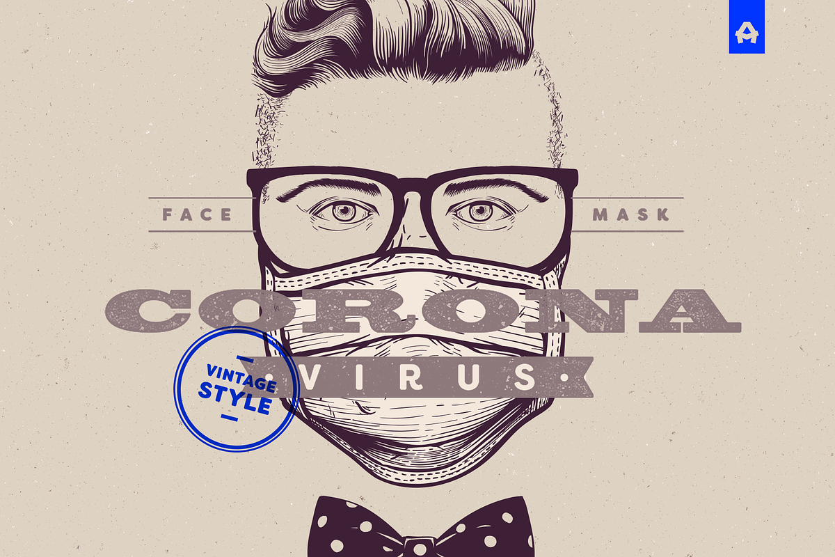 Corona Vintage Face Masks, a Healthcare Illustration by blauananas (Photo 1 of 8)