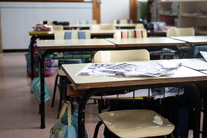 Empty elementary school classroom, a School & Education Photo by etorres69