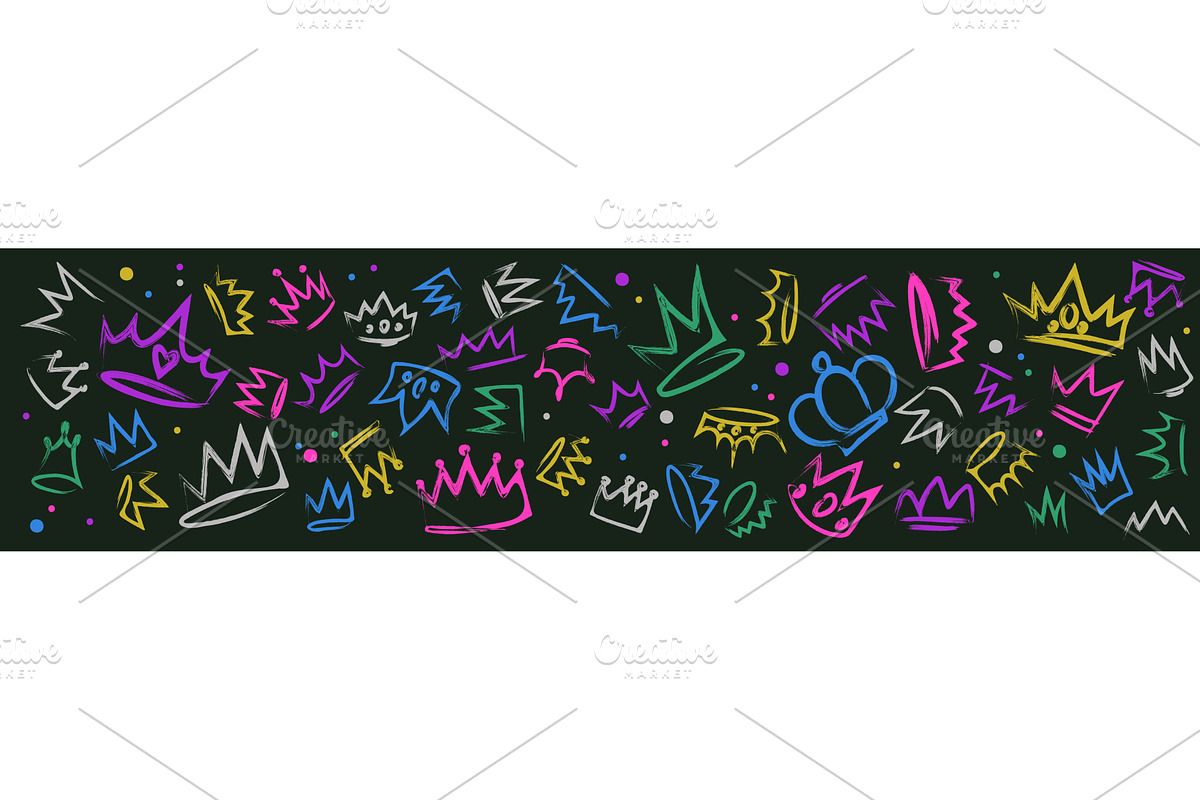 Colorful crown doodle set, an Object Illustration by art PVP - market