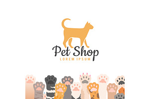 Pet shop. cats paws background and, an Animal Illustration by Onyx