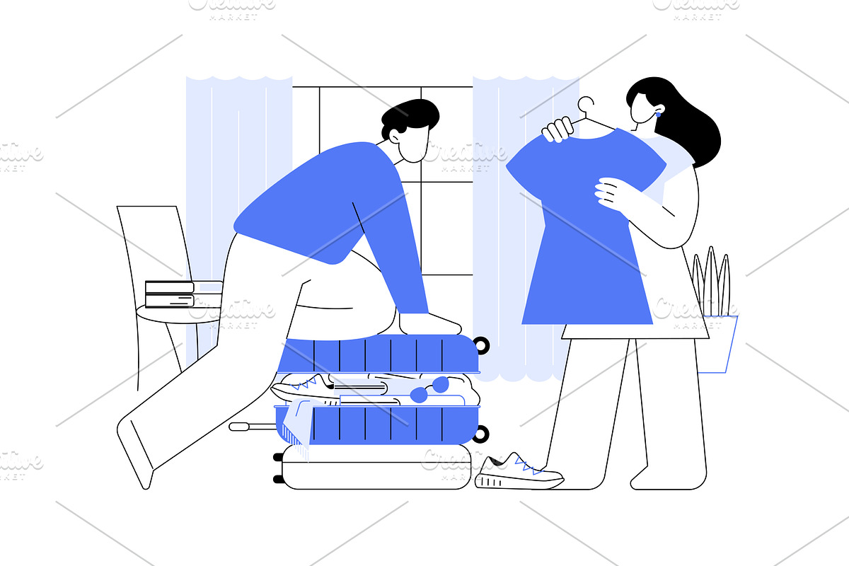 Overpacking isolated cartoon vector, a Person Illustration by Visual Generation