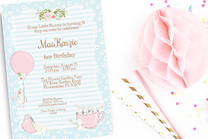 Bunny birthday party invitation