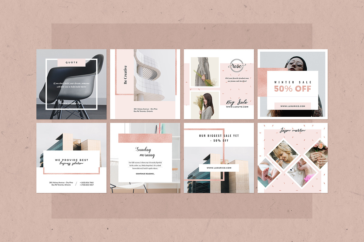 Rosegold Instagram Pack, a Social Media Template by Crevo Studio (Photo 5 of 7)